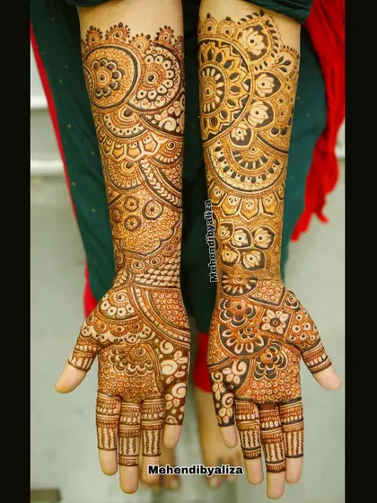 A slightly different angle of the geometrical arm design, highlighting the symmetry and the sheer amount of detail involved.