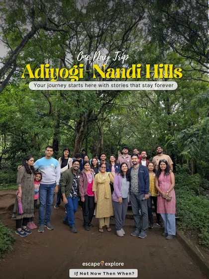 A group photo from our one-day trip to Adiyogi and Nandi Hills, a journey that combines spirituality with scenic beauty.