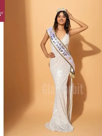 The 1st Runner-Up of Miss Glare India 2022, looking radiant with hair and makeup by the Jawed Habib Academy team.