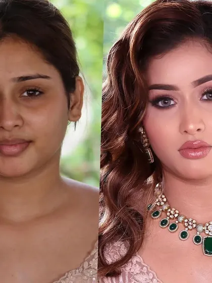 A full glam engagement look. This transformation shows how to create a flawless base with dramatic eyes for a truly show-stopping result.