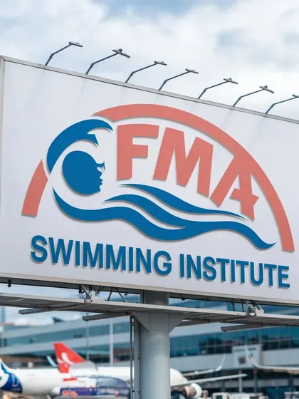 Our vision is to be a household name in aquatic services. A billboard at Mumbai Airport is a symbol of our growth and our goal to be the most recognized swimming institute and pool management company in India.