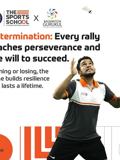 An infographic showing how every rally in badminton teaches perseverance and the will to succeed.