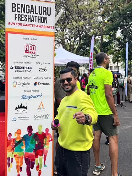 Posing next to the official banner for the Freshathon. I was proud to be associated with such a well-organized event for a great cause.