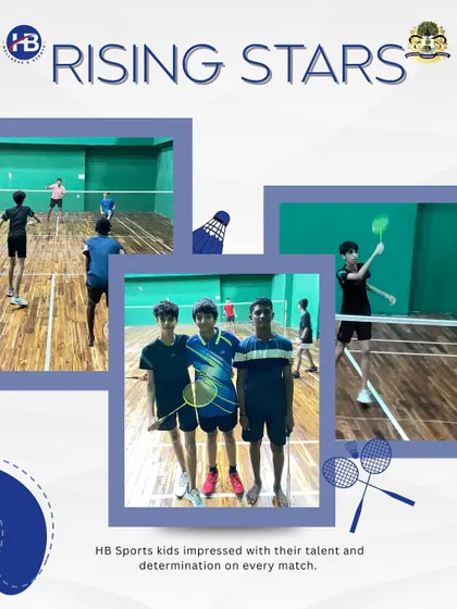Rising stars of the badminton court. This collage showcases the talent and determination of our young players during a tournament, highlighting their impressive skill and sportsmanship.