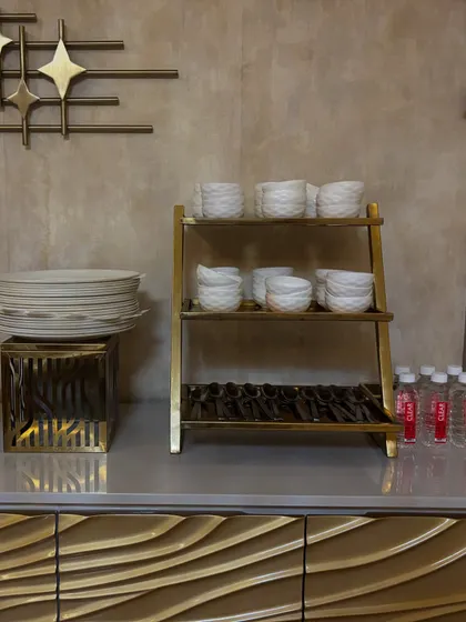 Another angle of the crockery and cutlery setup, showing our attention to organized and clean presentation.