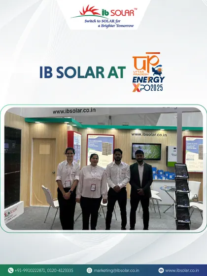 The IB Solar team at our booth at the UP Energy Expo. As a proud manufacturer from Uttar Pradesh, we were thrilled to contribute to our home state's premier energy event.