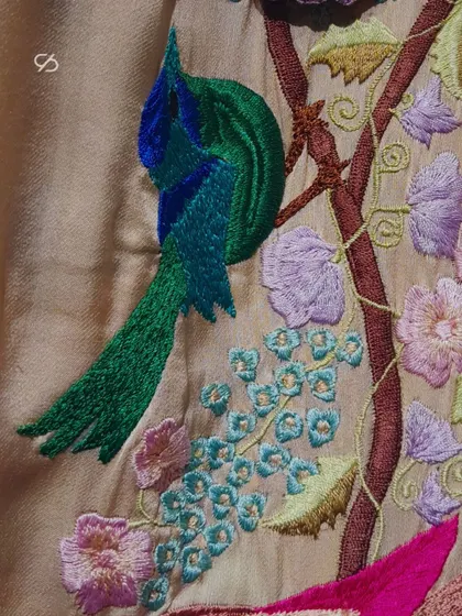 Intricate threads dance to the rhythm of nature. This stunning, colorful bird emerges through delicate embroidery, capturing the essence of the wild in every stitch.