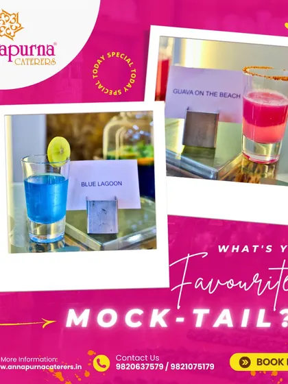 What's your favourite mocktail? We offer a variety of colourful and tasty options like the 'Blue Lagoon' and 'Guava on the Beach'.