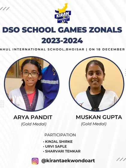 Announcing our gold medalists from the DSO School Games Zonals, Arya Pandit and Muskan Gupta. Both of them fought brilliantly to qualify for the State Championship.