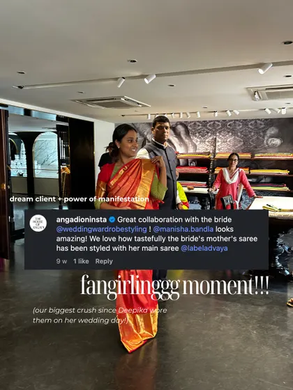 A fangirling moment. When one of our favorite brands, Angadi, reposts our work, it feels like a dream collaboration and a testament to the power of manifestation.