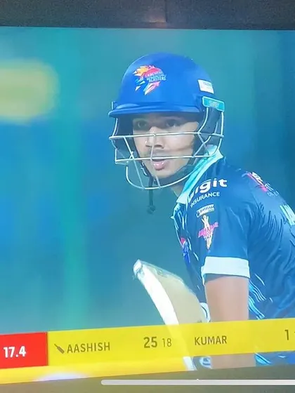 A player's debut is a special moment. Here, our trainee Aashish Mahesh is seen on screen during his debut in the Maharaja Cup, a major milestone in his cricketing story.