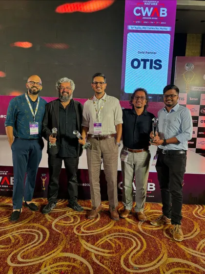 Our team receiving the "Noteworthy Project" award at the CWAB Awards 2024 for our "House of Greens" project, which was recognized for its integration of nature.