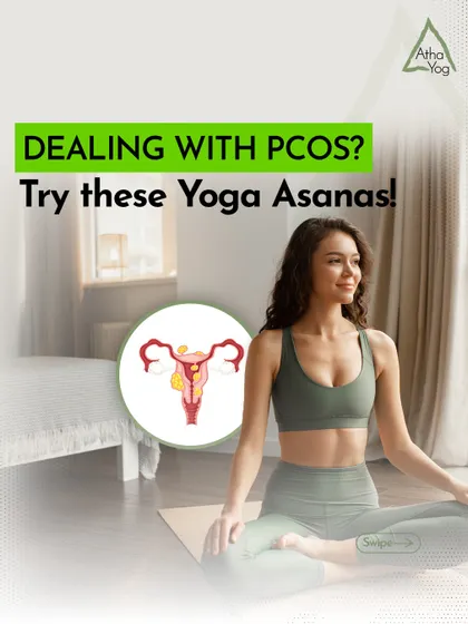 For women dealing with PCOS, I offer specialized yoga therapy. This image introduces the idea of using specific asanas to naturally manage symptoms and take charge of your well-being.