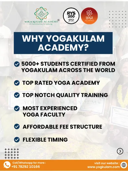 Another version of our "Why Yogakulam Academy?" graphic, emphasizing our flexible timings and the thousands of students we have certified worldwide.