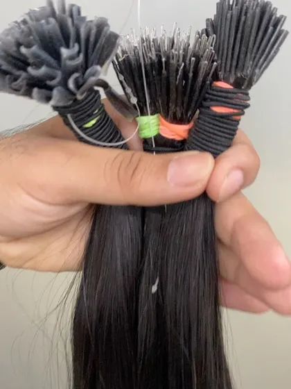 A close-up of the different tip types we offer, including I-Tip, U-Tip, and Nano-Tip. This showcases the variety available for different permanent extension methods.
