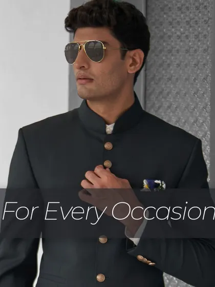 A classic Jodhpuri or bandhgala jacket is a staple for every man's wardrobe. This piece, with its sharp cut and premium buttons, is versatile enough for any occasion, from a formal meeting to a wedding celebration.