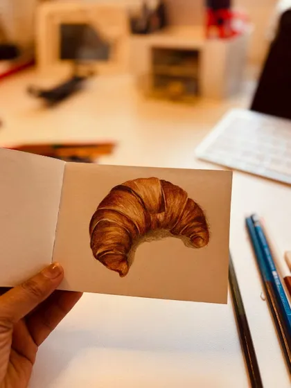 Freshly baked with my color pencils! This realistic croissant drawing has zero calories but all the satisfaction.