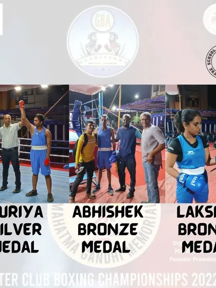A collage celebrating our medalists from the 2022 Interclub Boxing Championships. Each victory, from silver to bronze, represents months of dedicated training and preparation for high-stakes competition.