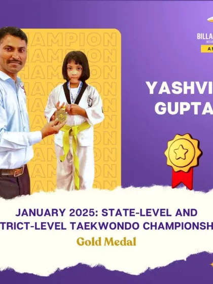 Yashvie receiving her gold medal at the state and district level championships. A proud moment for her and our academy.
