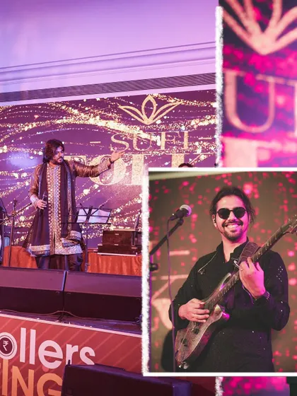 A collage featuring our lead singer and our charismatic guitarist. The guitar adds a modern, rock-infused edge to our Sufi fusion performances.