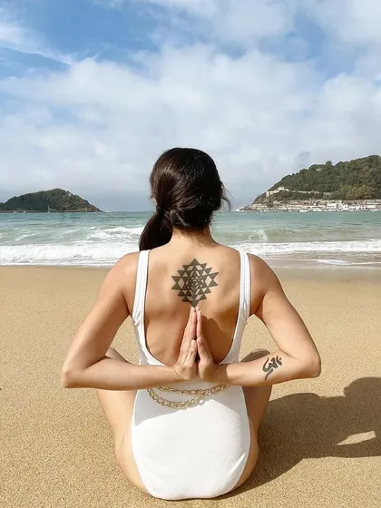 For all those who respect me even behind my back. A moment of reverse prayer pose, Paschima Namaskarasana, on the beach, feeling grateful for the journey and the practice that keeps me centered.