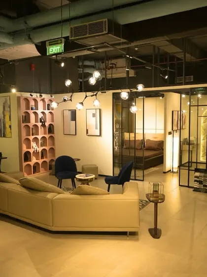 An overview of my Experience Centre, showcasing how different kitchen and living space designs can be explored in a single, cohesive environment.