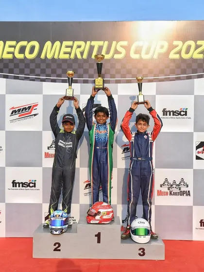 The Micro Class podium from Round 1 of the Meco Meritus Cup 2024, where our youngest competitors celebrate their achievements.