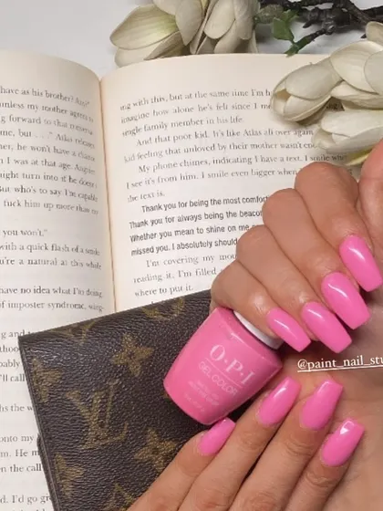 Say hi to a fresh pink mani. For this look, I used the OPI gel color in "Lima Tell You About This Color" for a vibrant, long-lasting finish.