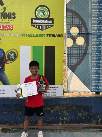 Pratik Konar shines as the runner-up in the U-10 Boys Singles at the Ramseth Thakur International Sports Complex.