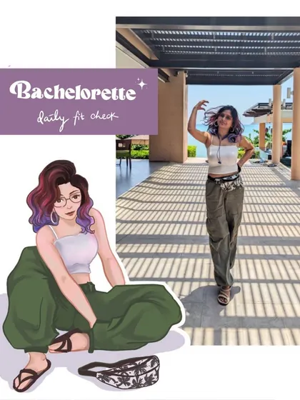 Here's an illustration of a comfy travel day outfit. I focus on capturing the personality of the look, from the relaxed pants to the accessories.