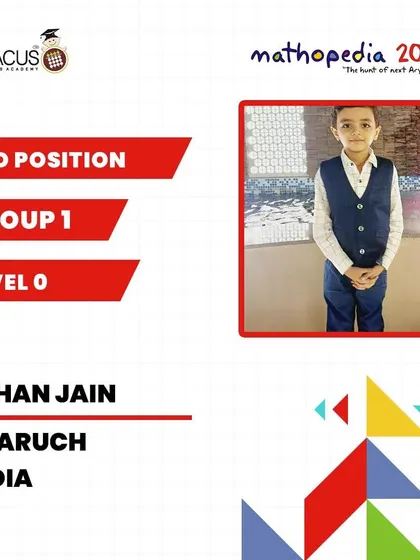 Ruhan Jain from Bharuch, India, a 2nd Position winner.