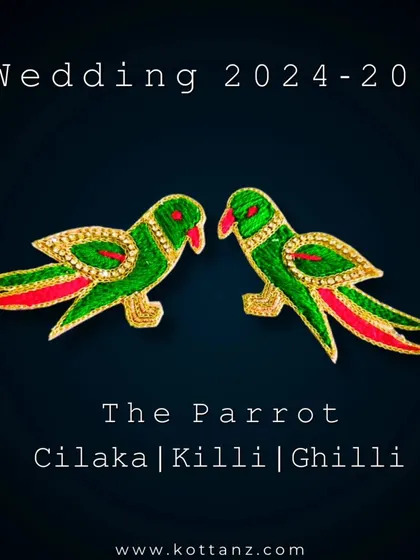 The Indian parakeet, known as Cilaka, Killi, or Ghilli, is a symbol of good vibes and positivity. We've captured its glory in our wedding 2024-2025 collection.