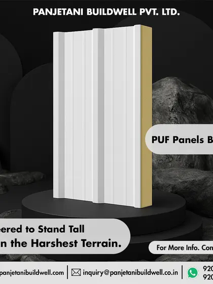 This is a product shot of our signature PUF panel, engineered to stand tall in the harshest terrains. Its robust design ensures superior insulation and durability, making it a smart solution for any climate or environment.