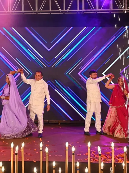 The parents and elders of the family showing off their swag. We design routines with simple, elegant steps that are perfect for older family members who want to join the celebration on stage.