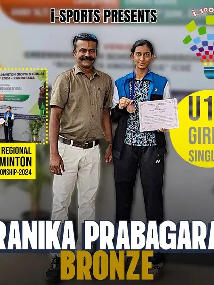 Pranika Prabagaran with her Bronze medal from the U17 Girls Singles at the CISCE Regional Badminton Championship 2024.