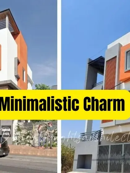 An example of "Minimalistic Charm," this design uses a simple color palette with a pop of orange and clean geometric forms for a modern yet playful look.