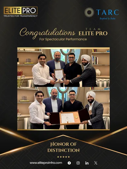 Receiving the 'Honor of Distinction' from renowned developer TARC Limited. This award is a testament to our visionary leadership and ability to set new benchmarks in the world of real estate.