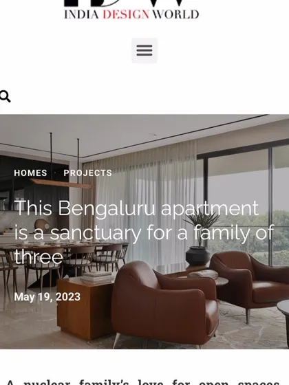 Our 'Rustica' project was featured on the cover of India Design World, described as a 'sanctuary for a family of three'.