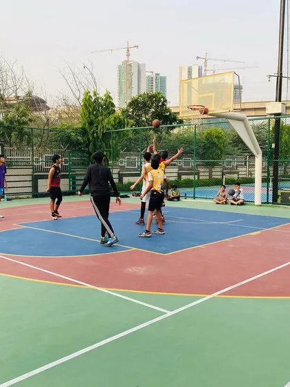 A contested shot attempt shows the high level of competition in our training.