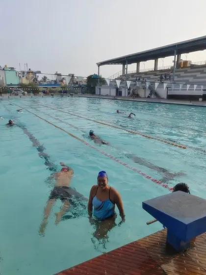 This is our beautiful 50-meter Olympic size pool at Ray Center in Wilson Garden. It's a fantastic facility for our intermediate and advanced swimmers to work on their endurance and skills.