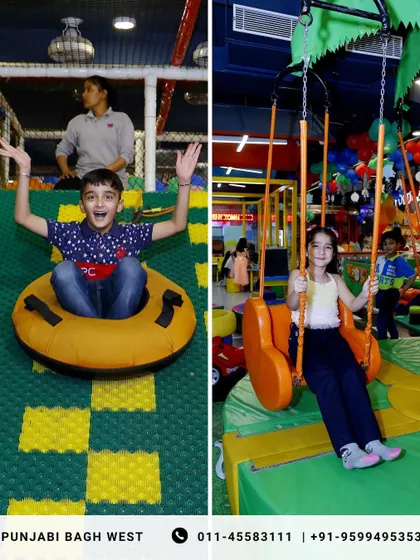 Whee! Nothing beats the thrill of our donut slide or a fun spin on the swings. We've designed our play area to have a variety of exciting activities that keep the energy high and the smiles wide.