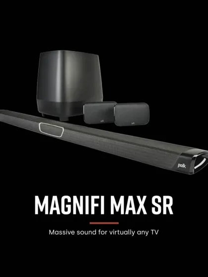 The Polk Magnifi Max SR is a soundbar system that provides massive sound for virtually any TV, offering a simple way to get a big audio upgrade.