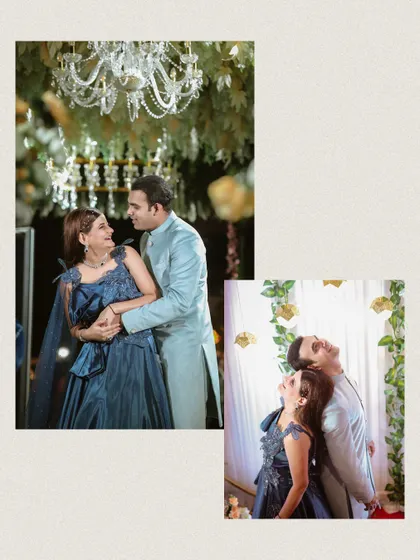 A collage of playful and romantic moments from a sangeet night. We make sure to capture the full range of emotions and interactions.