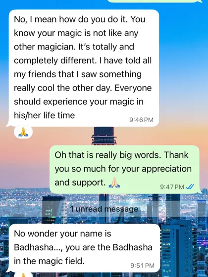 The best reward is a message like this from an audience member. My goal is to create a unique experience that you will talk about long after the show is over.