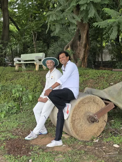 A relaxed moment with Mayank Agarwal. Supporting players at their league games shows that the coach's role is a continuous journey.