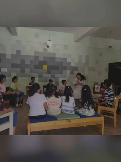 Another angle of our 'Nautical Narratives' story circle. The flexible seating arrangement allows kids to be comfortable and engaged.
