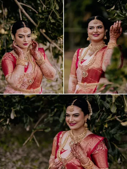 A duplicate of ID 126, this collage showcases a bride's elegant poses in a natural setting.