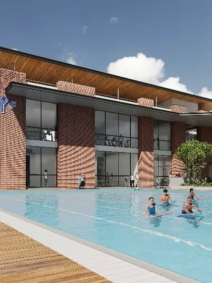 Our work extends to creating impactful public and institutional spaces. For the KMYF Rehabilitation Center, we designed an inviting poolside area that serves as a therapeutic and recreational hub, using natural materials and open space to foster a sense of hope and healing.