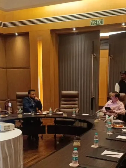 In a discussion with fellow dermatologists during the Dermavidya launch. Continuous education and peer to peer learning are fundamental to providing the highest quality of patient care.
