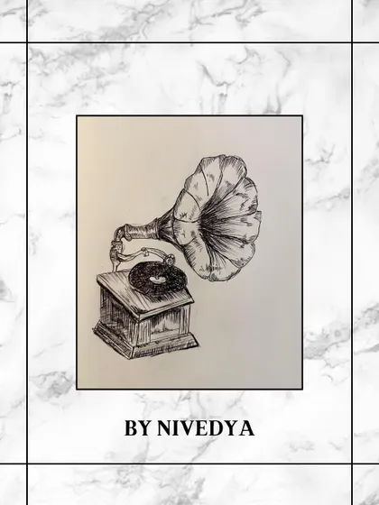 A wonderful sketch of a vintage gramophone. Nivedya has done a great job with the shading to give the object a three-dimensional feel.